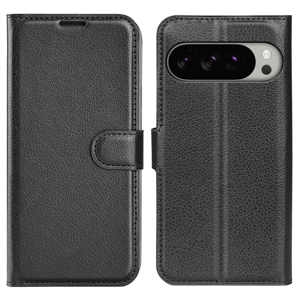  Google Pixel 10 Pro XL Fodral Litchi Läder Svart - Teknikhallen.se