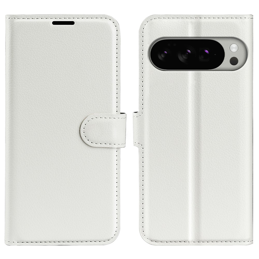  Google Pixel 10 Pro XL Fodral Litchi Läder Vit - Teknikhallen.se
