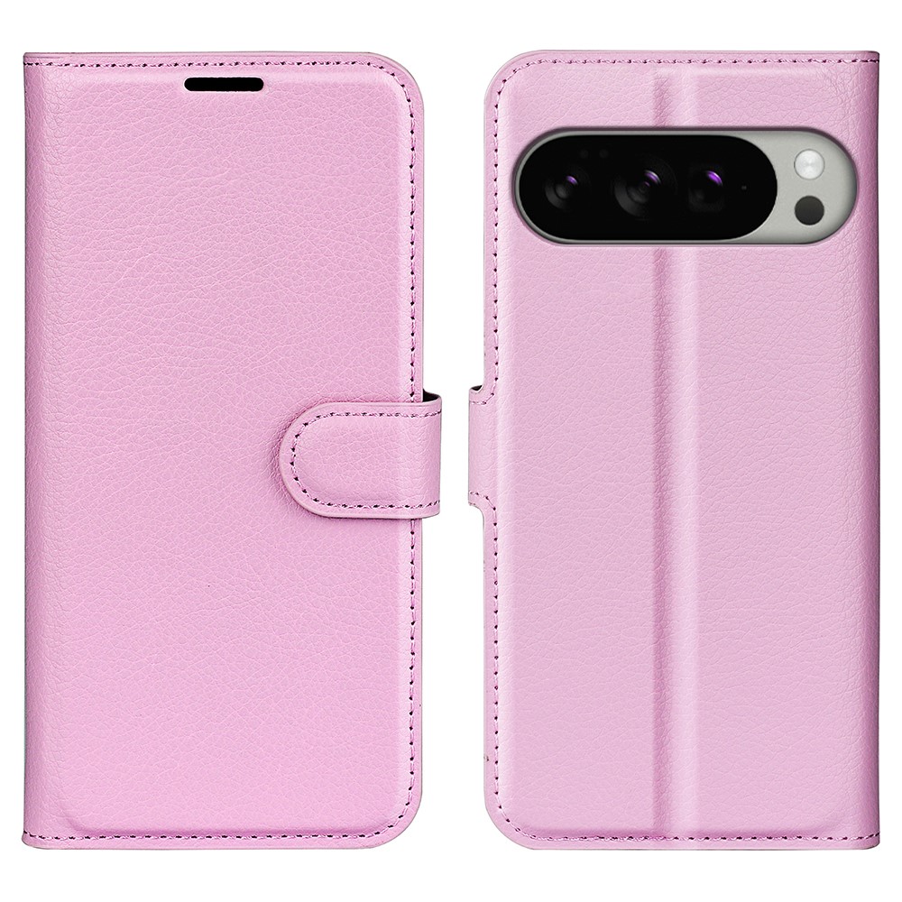  Google Pixel 10 Pro XL Fodral Litchi Läder Ljus Rosa - Teknikhallen.se
