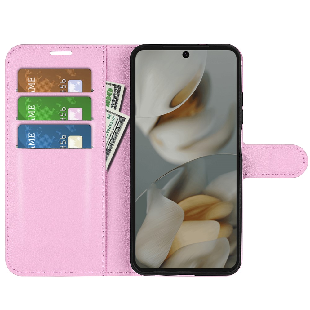  Google Pixel 10 Pro XL Fodral Litchi Läder Ljus Rosa - Teknikhallen.se