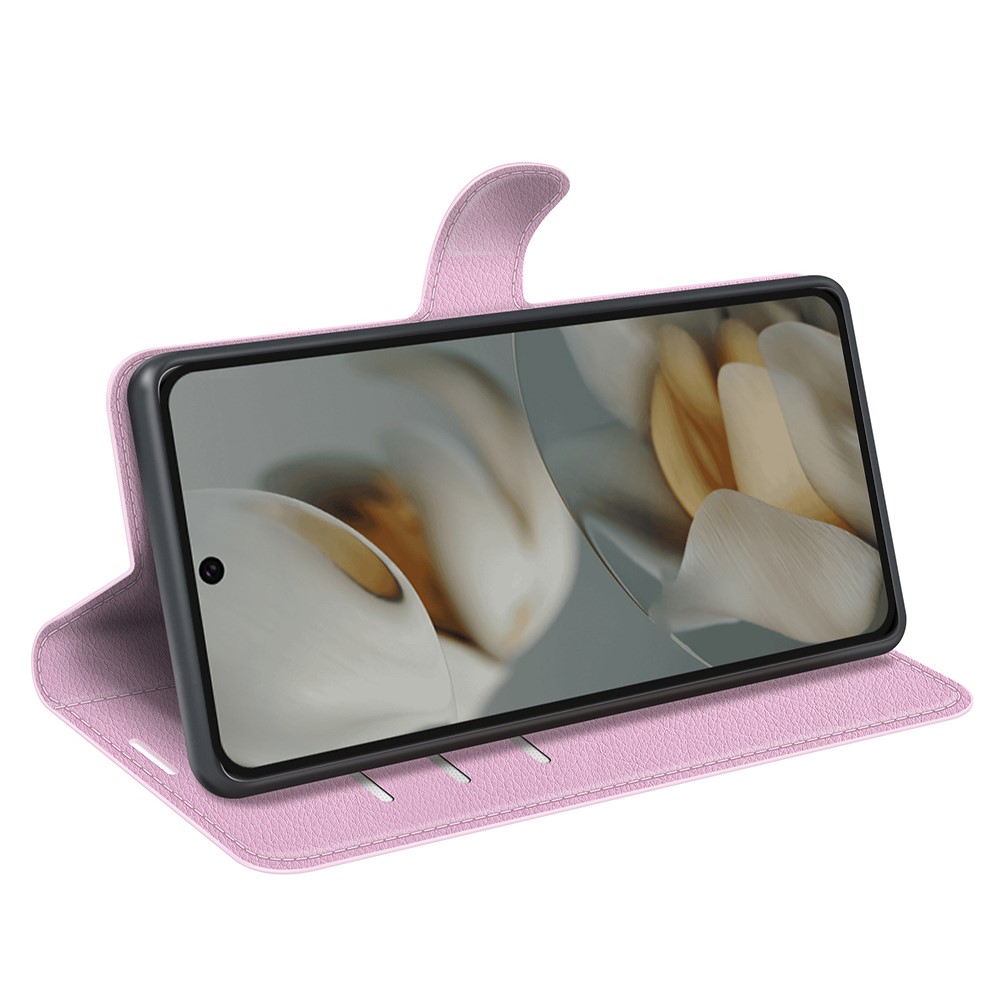  Google Pixel 10 Pro XL Fodral Litchi Läder Ljus Rosa - Teknikhallen.se