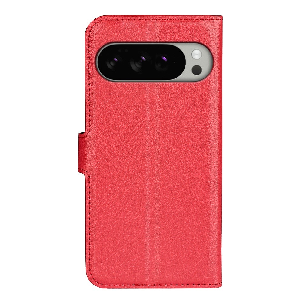 Google Pixel 10 Pro XL Fodral Litchi Läder Röd - Teknikhallen.se