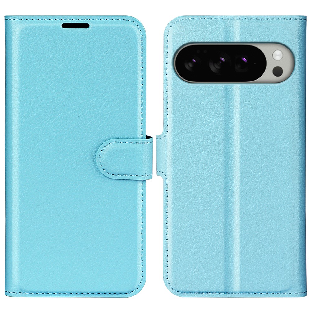  Google Pixel 10 Pro XL Fodral Litchi Läder Blå - Teknikhallen.se