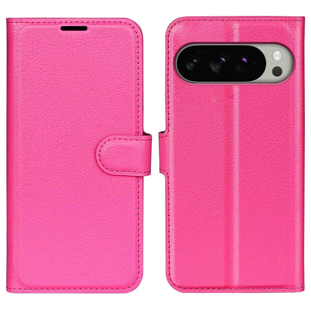  Google Pixel 10 Pro XL Fodral Litchi Läder Rosa - Teknikhallen.se