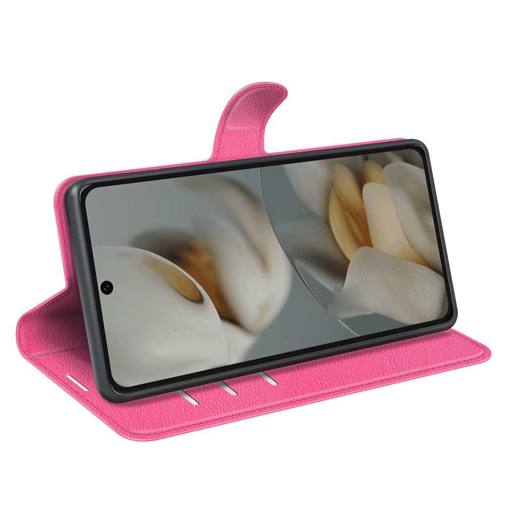  Google Pixel 10 Pro XL Fodral Litchi Läder Rosa - Teknikhallen.se