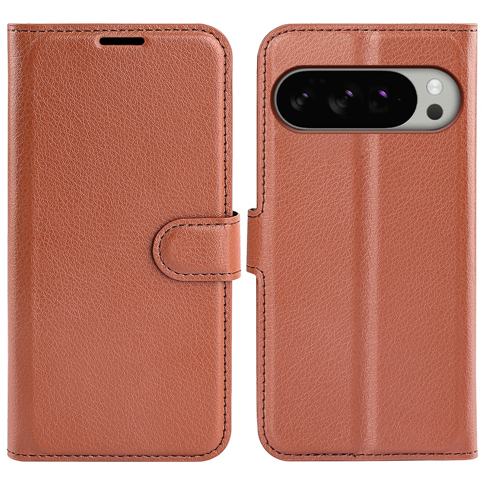  Google Pixel 10 Pro XL Fodral Litchi Läder Brun - Teknikhallen.se
