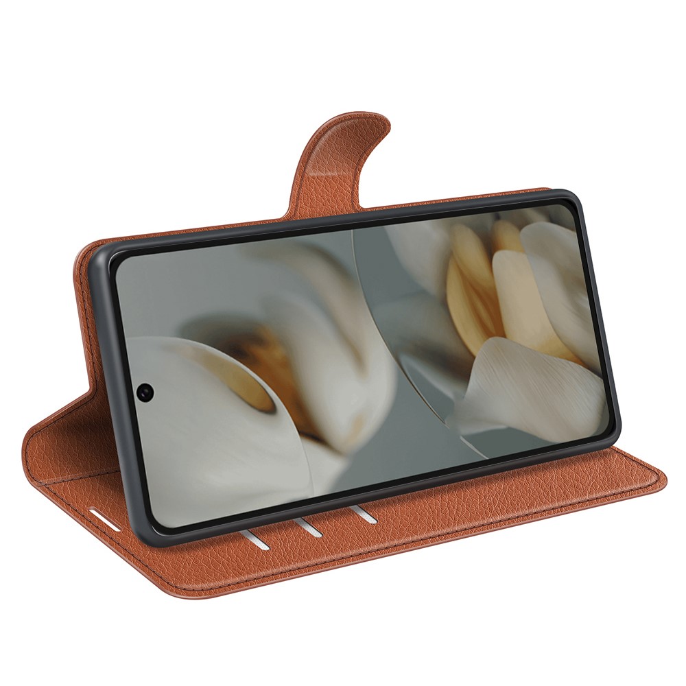  Google Pixel 10 Pro XL Fodral Litchi Läder Brun - Teknikhallen.se