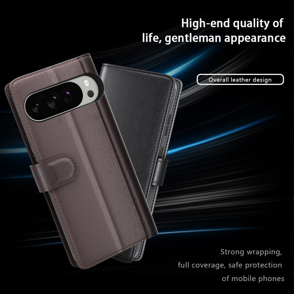  Google Pixel 10 Pro XL Fodral Premium Äkta Läder Brun - Teknikhallen.se