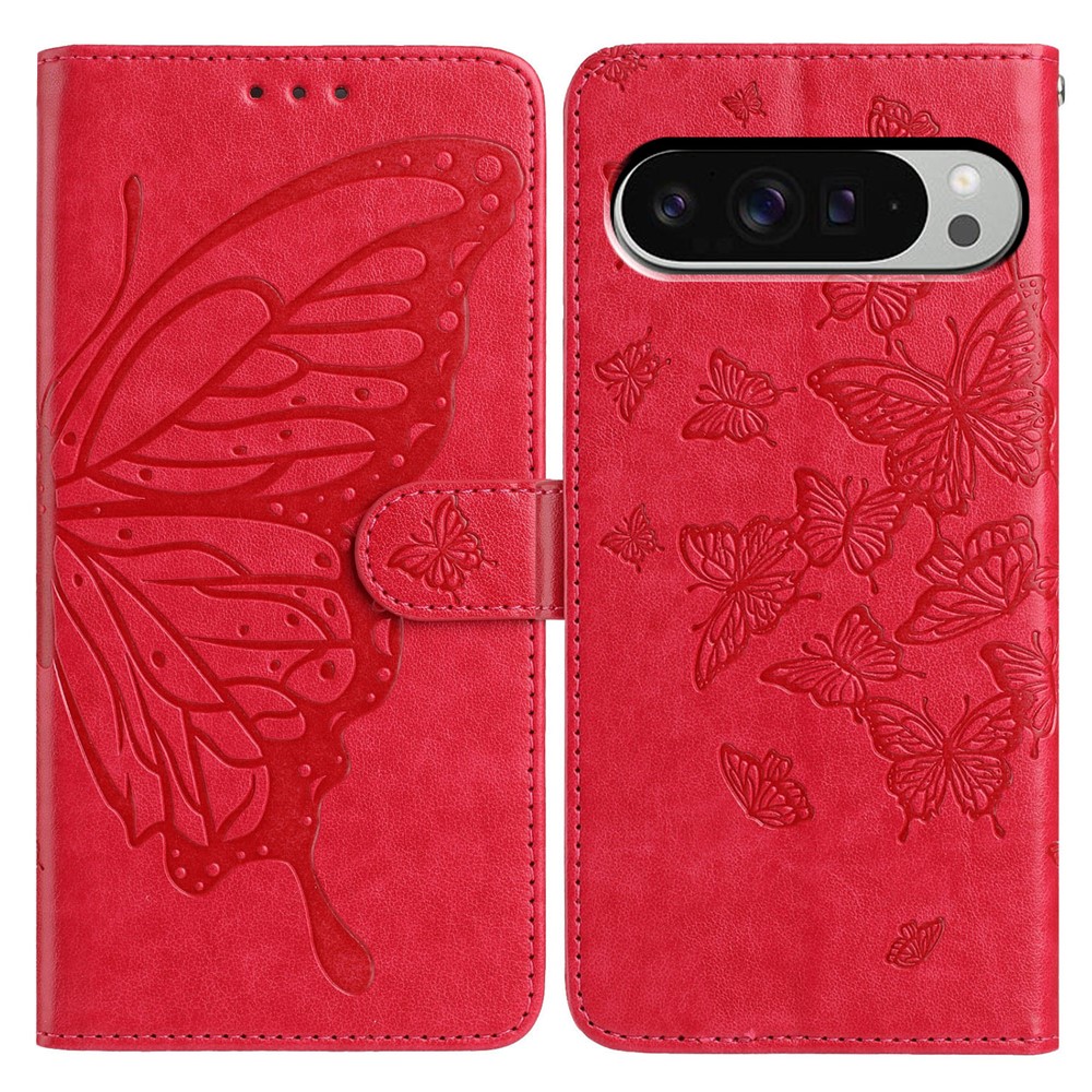  Google Pixel 10 Pro XL/ 9 Pro XL Fodral Fjäril Tryck Röd - Teknikhallen.se