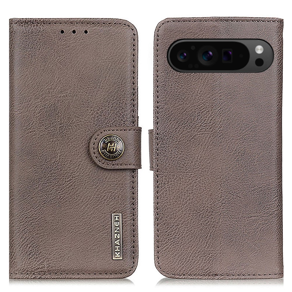 KHAZNEH KHAZNEH Google Pixel 10 Pro XL/ 9 Pro XL Fodral Läder Khaki - Teknikhallen.se