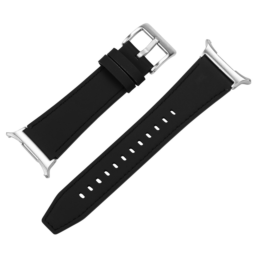  Galaxy Watch 8 46/44/40 mm Armband Äkta Läder Svart - Teknikhallen.se