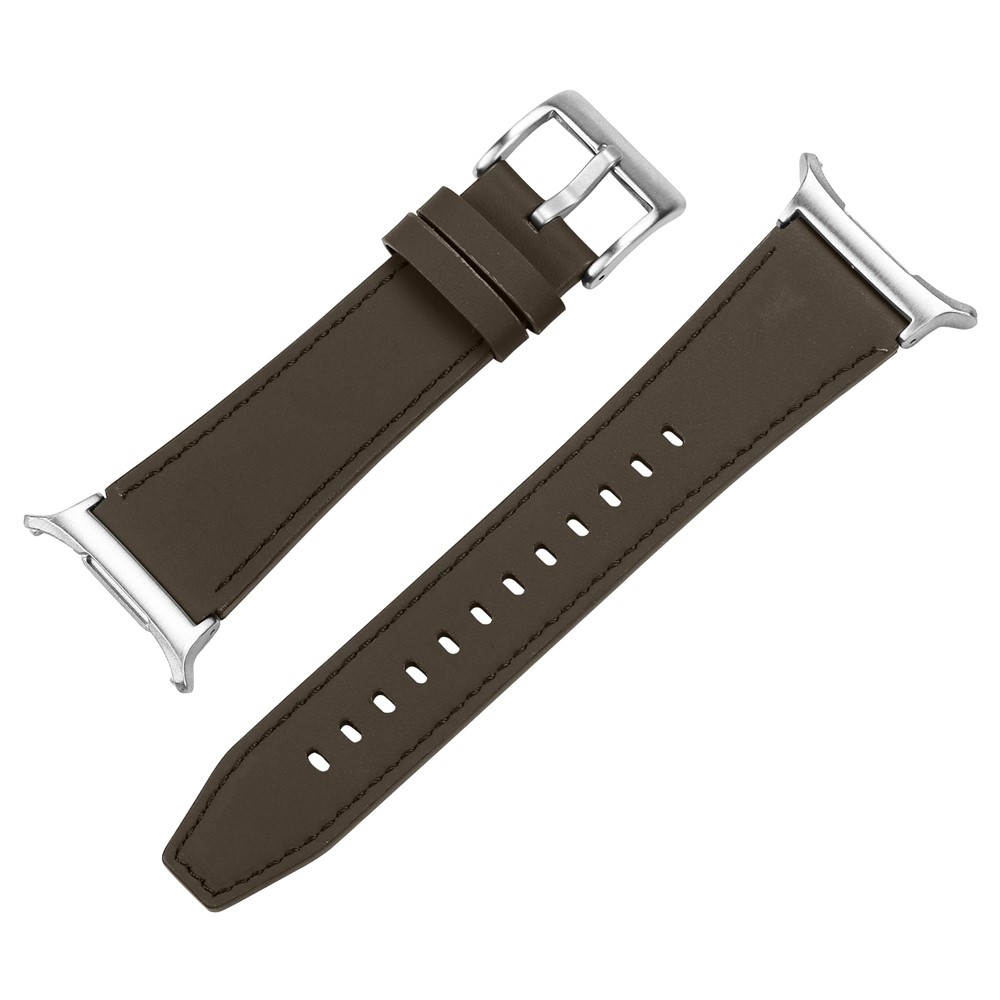  Galaxy Watch 8 46/44/40 mm Armband Äkta Läder Mörk Brun - Teknikhallen.se