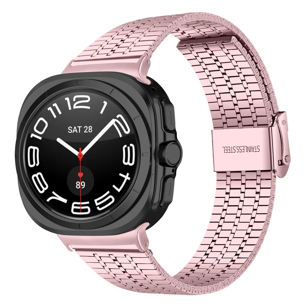  Galaxy Watch 8 46/44/40 mm Armband Rostfritt Stål Rosa - Teknikhallen.se