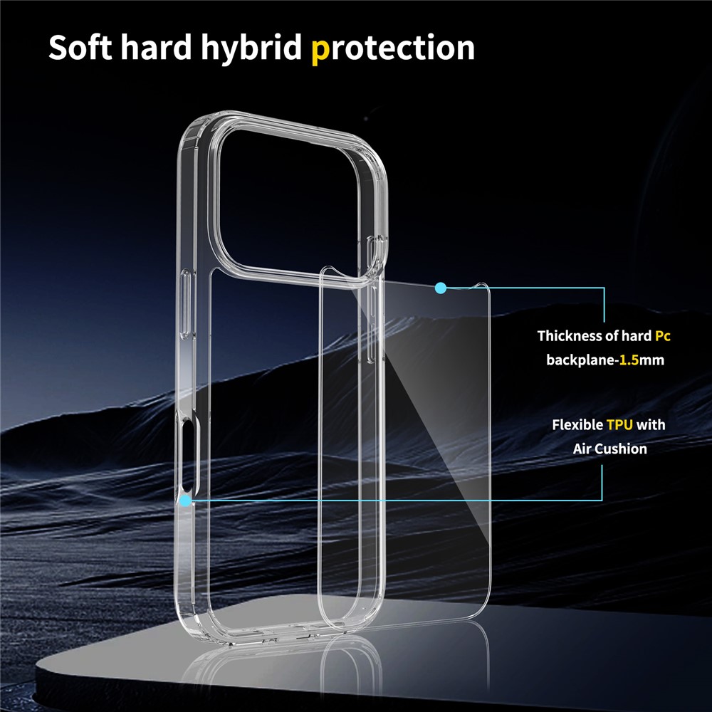  iPhone 17 Pro Skal Shockproof Hybrid Transparent - Teknikhallen.se