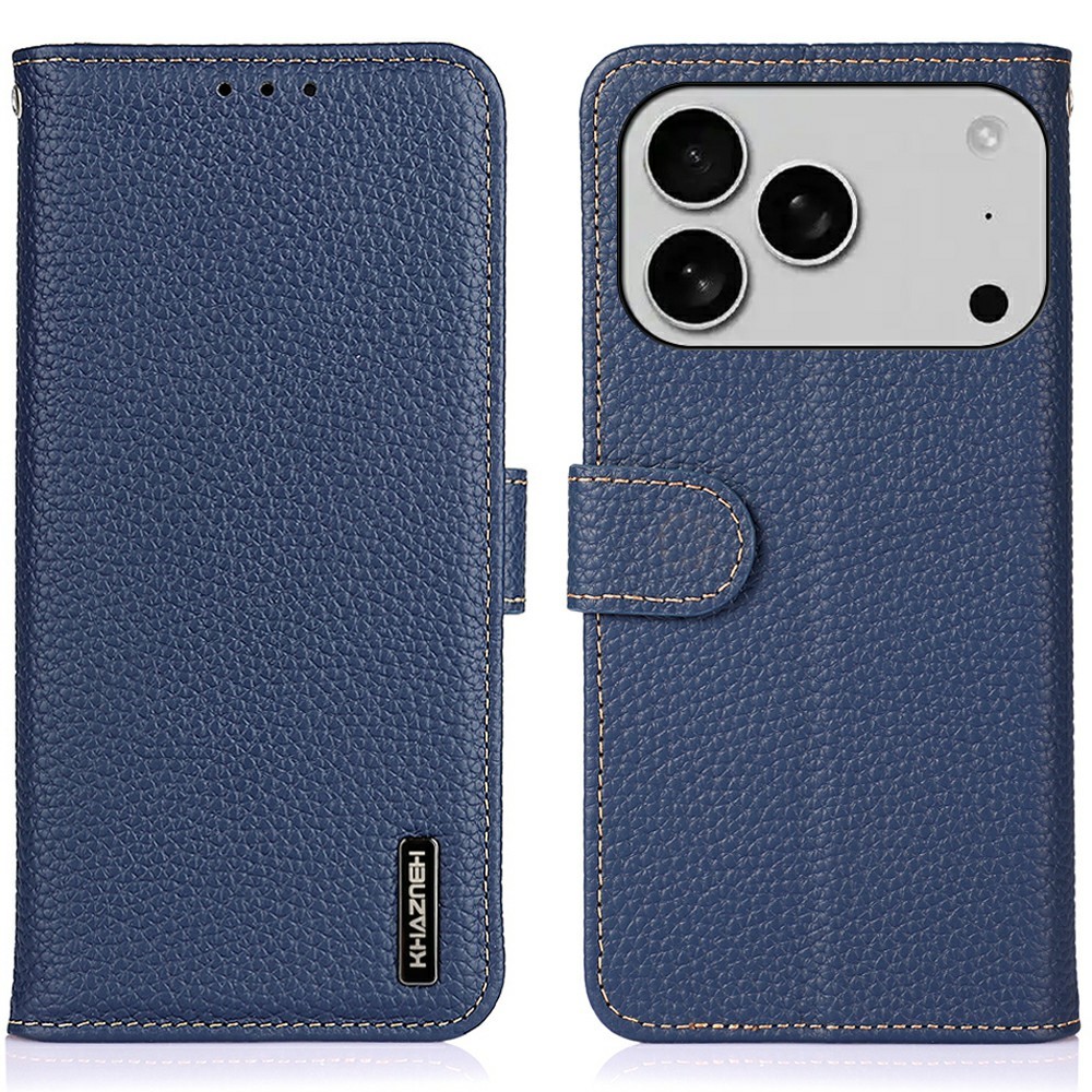 KHAZNEH KHAZNEH iPhone 17 Pro Fodral Äkta Läder Blå - Teknikhallen.se