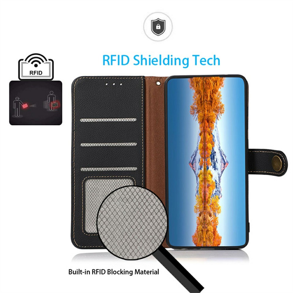 KHAZNEH KHAZNEH iPhone 17 Pro Fodral RFID Äkta Läder Svart - Teknikhallen.se