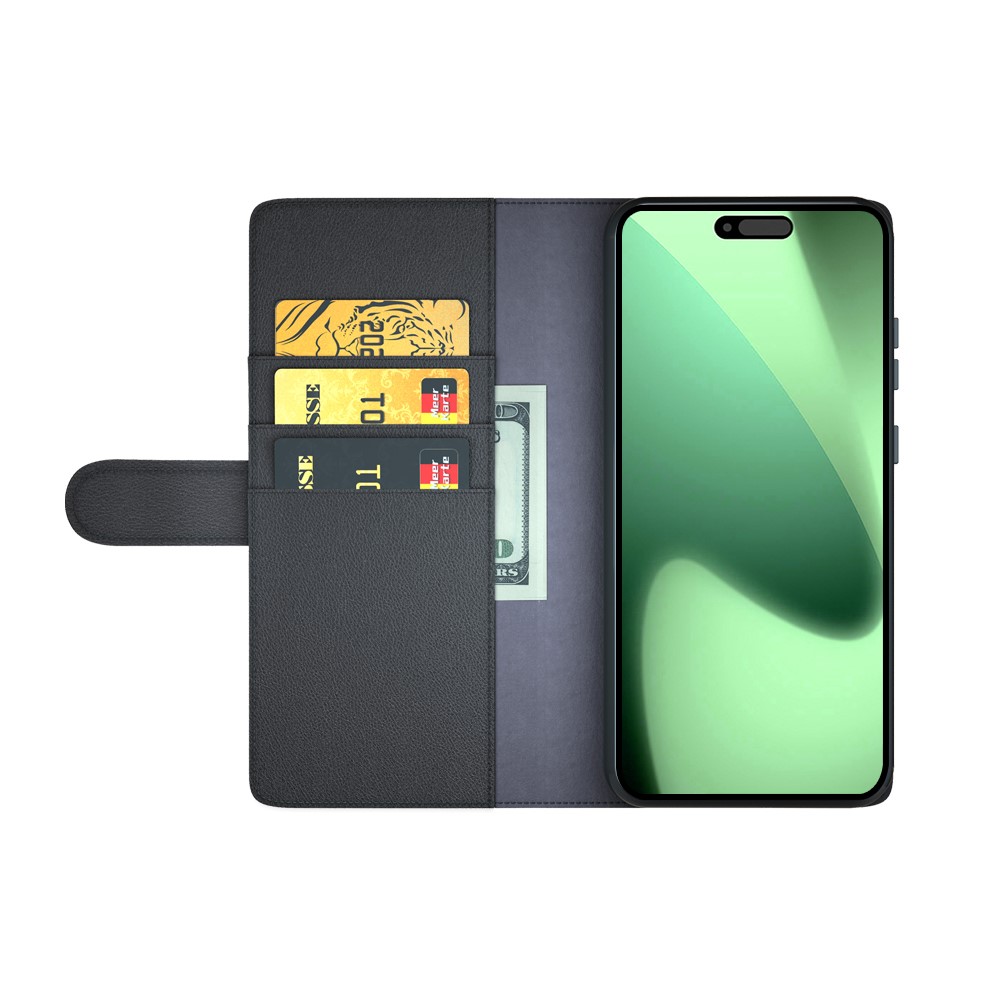  iPhone 17 Pro Fodral Premium Äkta Läder Svart - Teknikhallen.se