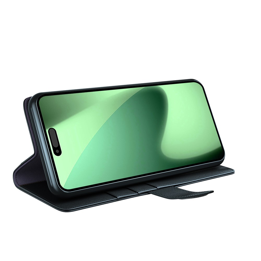  iPhone 17 Pro Fodral Premium Äkta Läder Svart - Teknikhallen.se