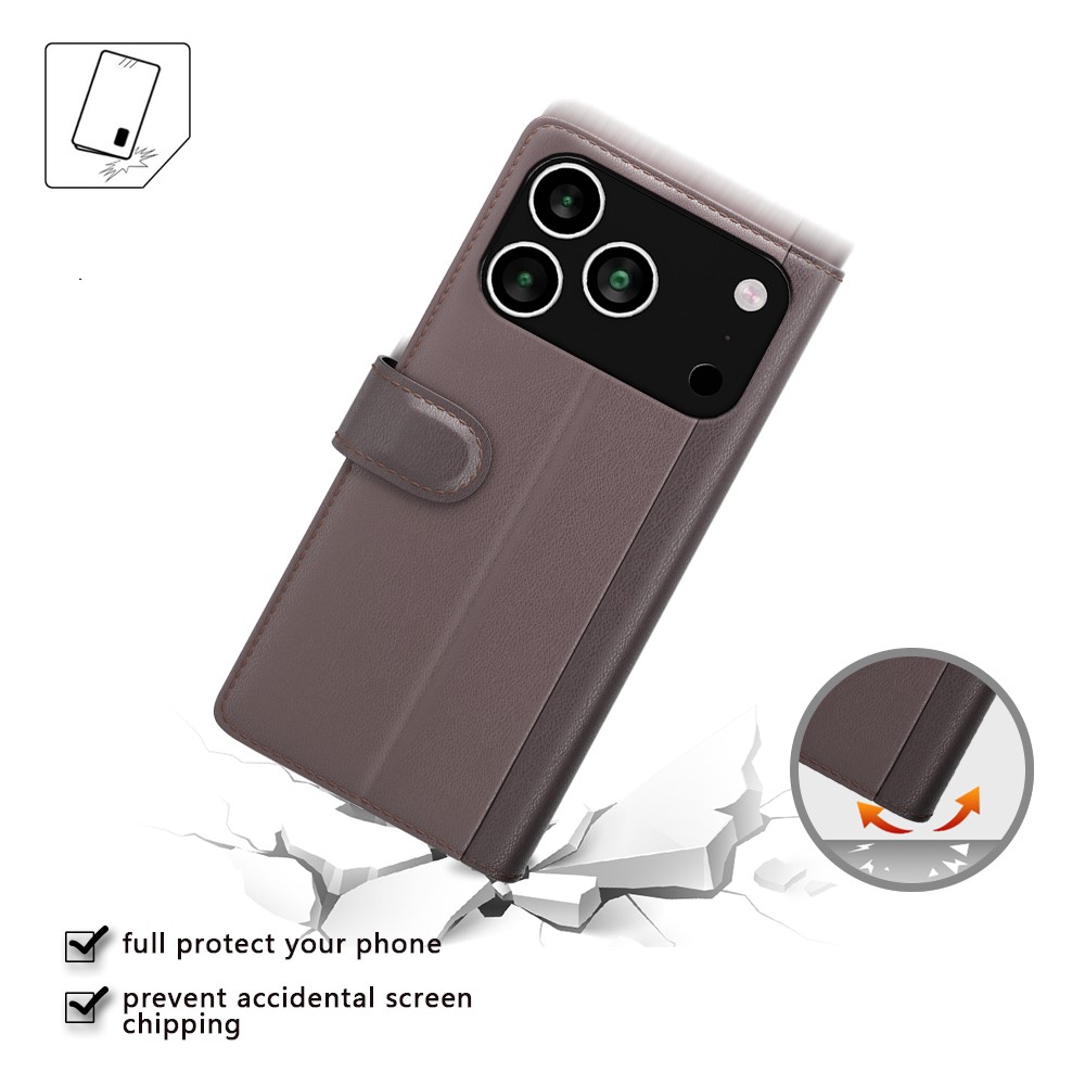  iPhone 17 Pro Fodral Premium Äkta Läder Brun - Teknikhallen.se