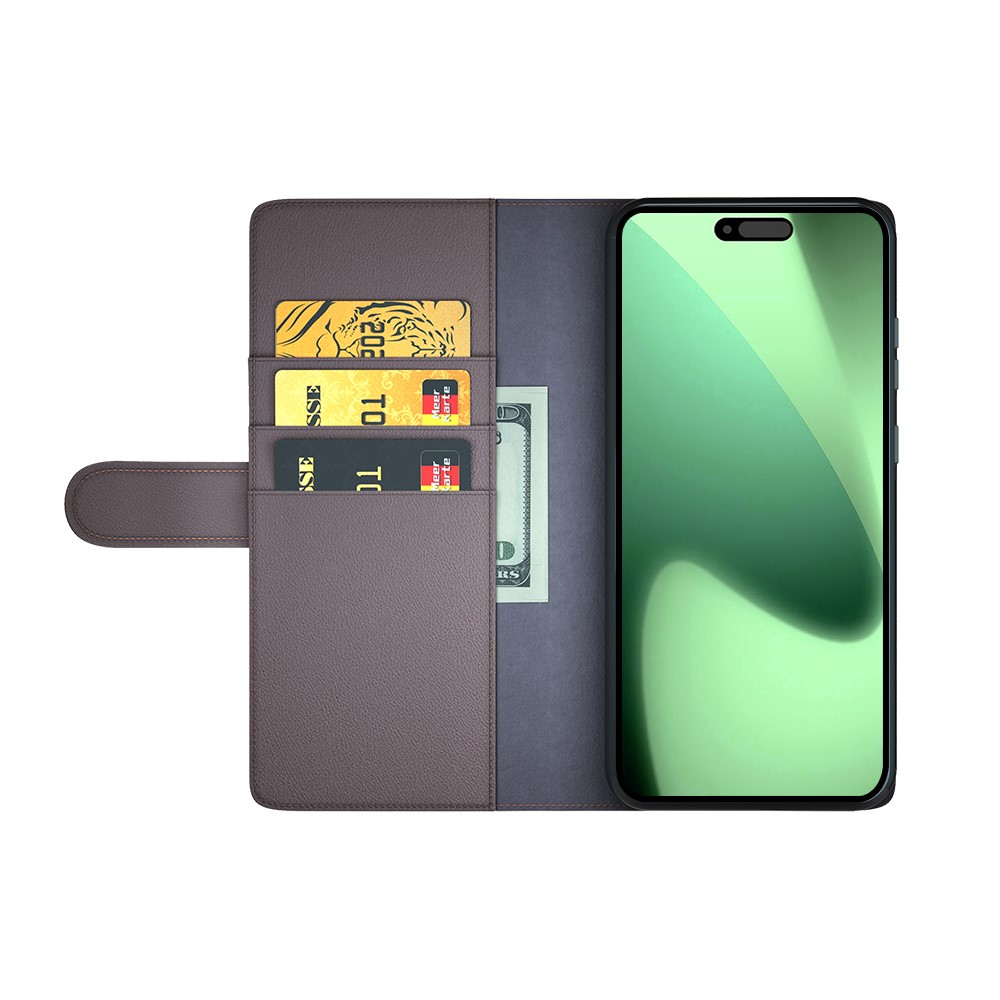 iPhone 17 Pro Fodral Premium Äkta Läder Brun - Teknikhallen.se