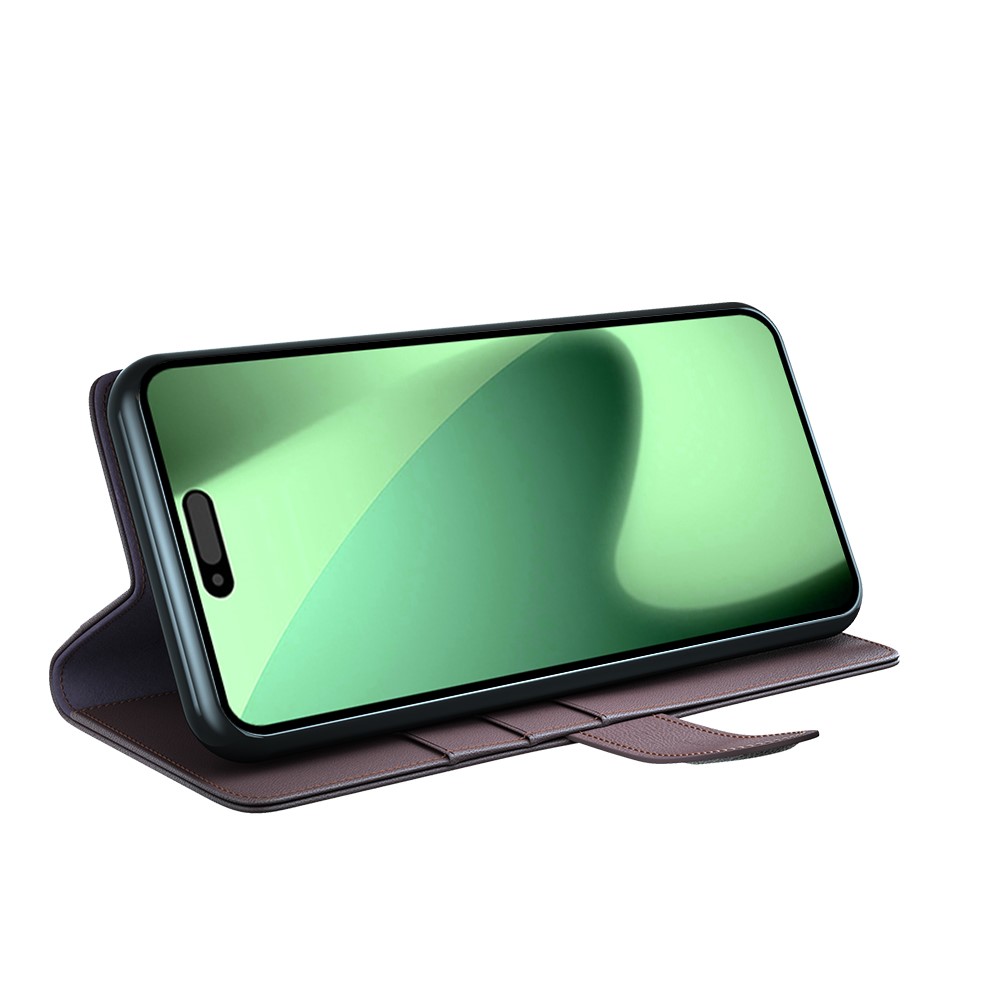  iPhone 17 Pro Fodral Premium Äkta Läder Brun - Teknikhallen.se