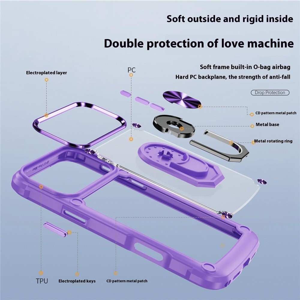  iPhone 17 Pro Skal Shockproof Ring Hybrid Grön - Teknikhallen.se