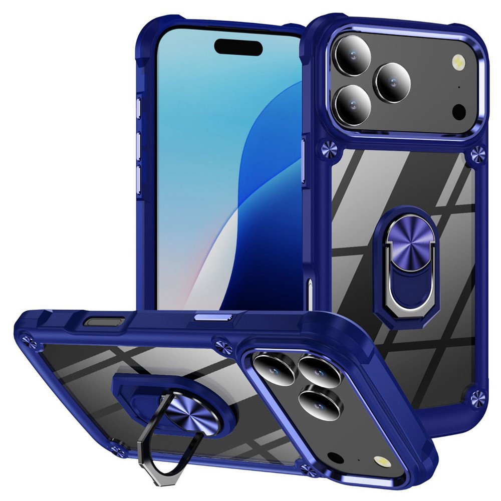  iPhone 17 Pro Skal Shockproof Ring Hybrid Blå - Teknikhallen.se