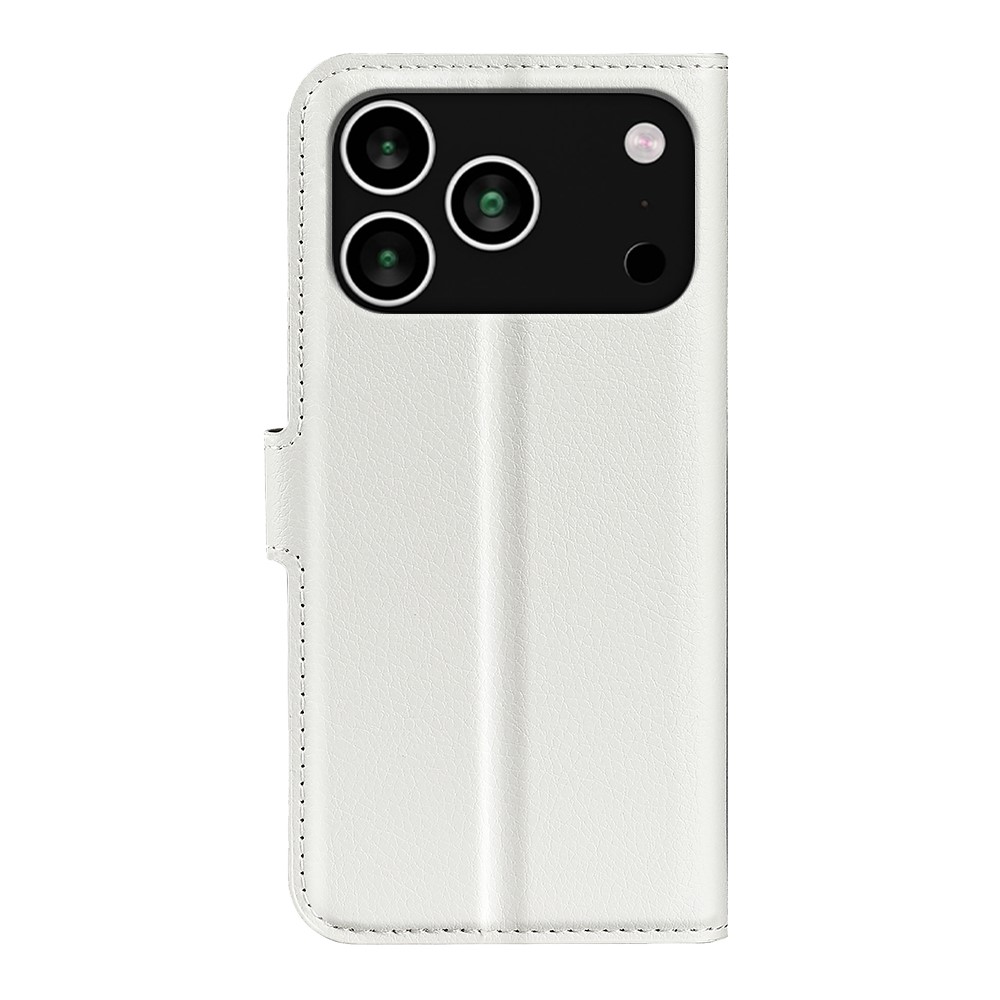  iPhone 17 Pro Fodral Litchi Läder Vit - Teknikhallen.se
