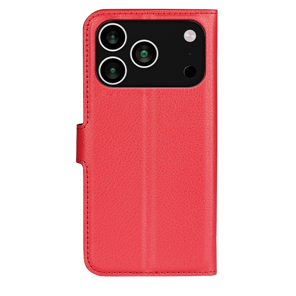  iPhone 17 Pro Fodral Litchi Läder Röd - Teknikhallen.se