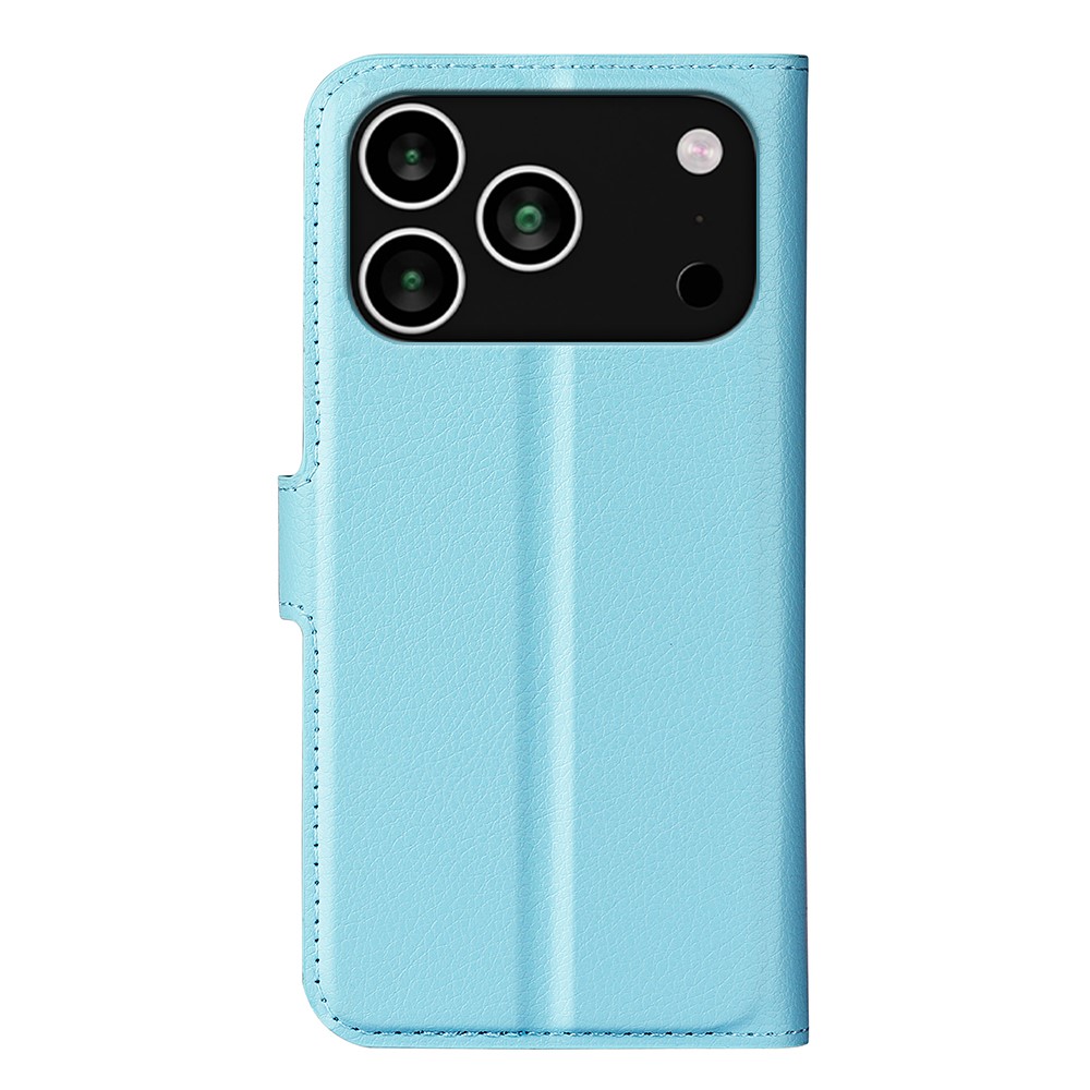  iPhone 17 Pro Fodral Litchi Läder Blå - Teknikhallen.se