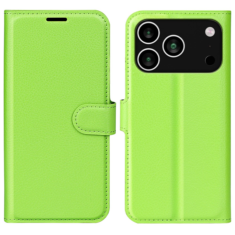  iPhone 17 Pro Fodral Litchi Läder Grön - Teknikhallen.se