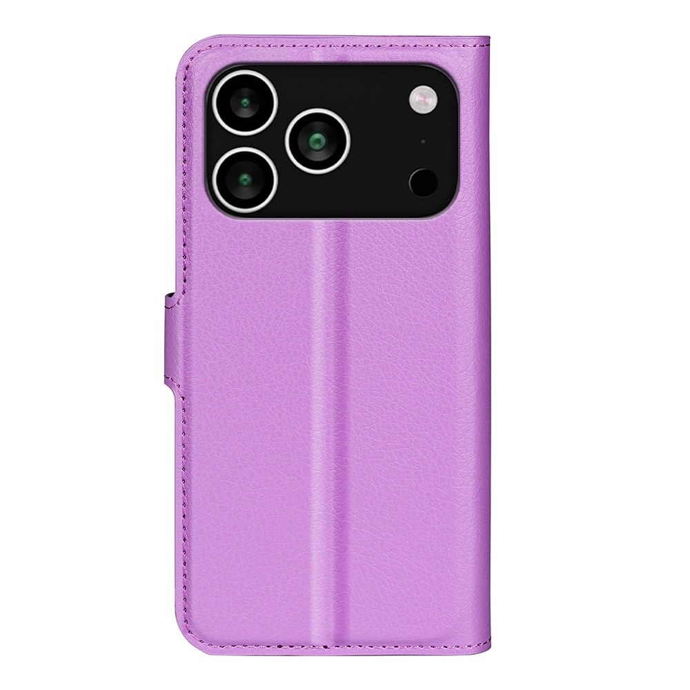  iPhone 17 Pro Fodral Litchi Läder Lila - Teknikhallen.se