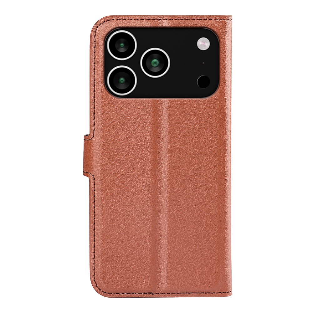  iPhone 17 Pro Fodral Litchi Läder Brun - Teknikhallen.se
