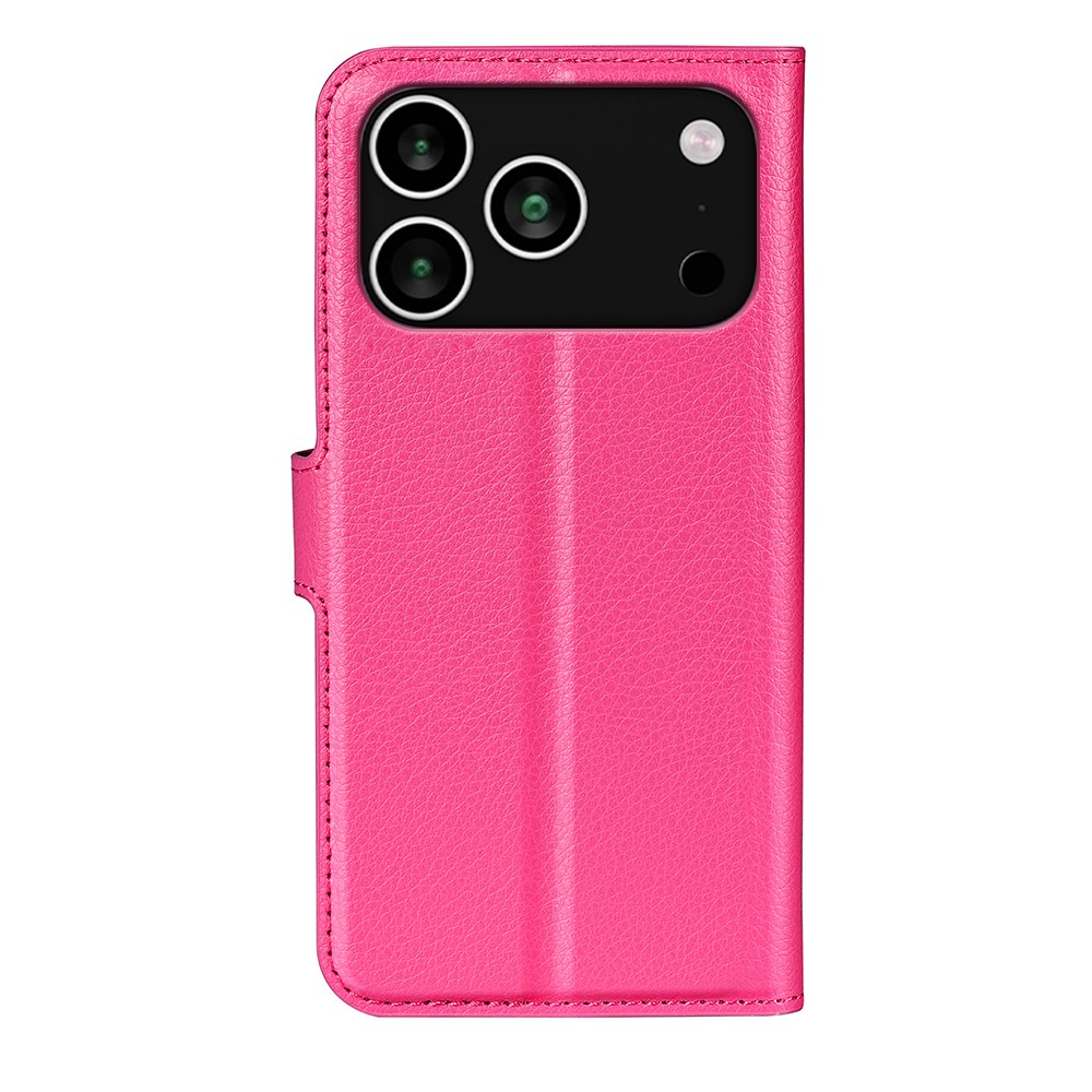 iPhone 17 Pro Fodral Litchi Läder Rosa - Teknikhallen.se