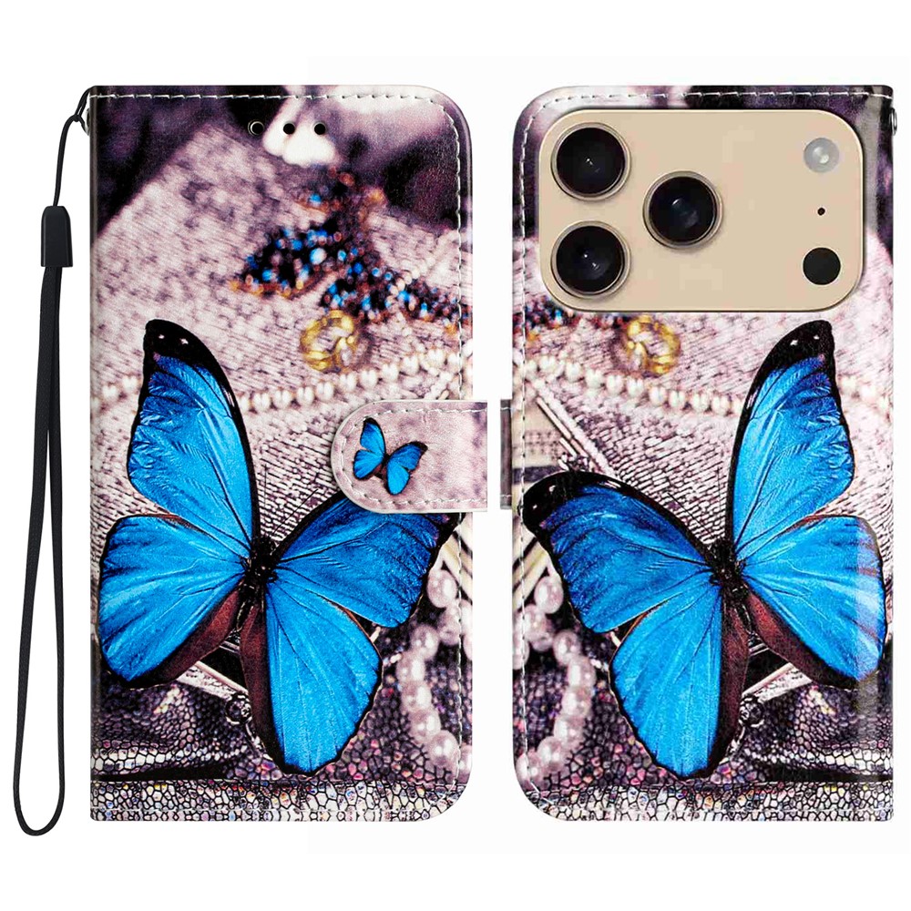  iPhone 17 Pro Fodral Med Tryck Blå Fjäril - Teknikhallen.se