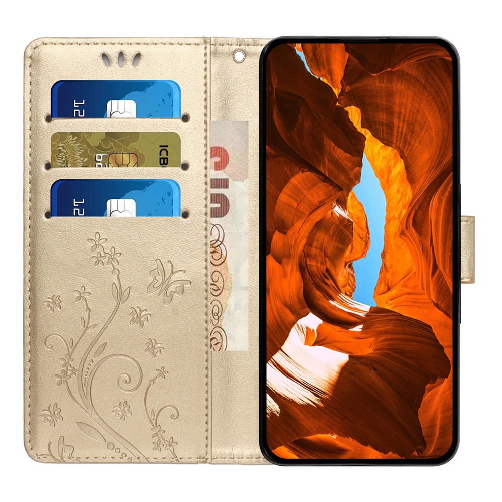  iPhone 17 Pro Fodral Med Blommigt Tryck Guld - Teknikhallen.se
