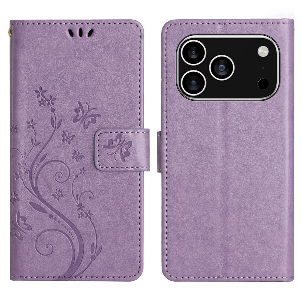  iPhone 17 Pro Fodral Med Blommigt Tryck Lila - Teknikhallen.se