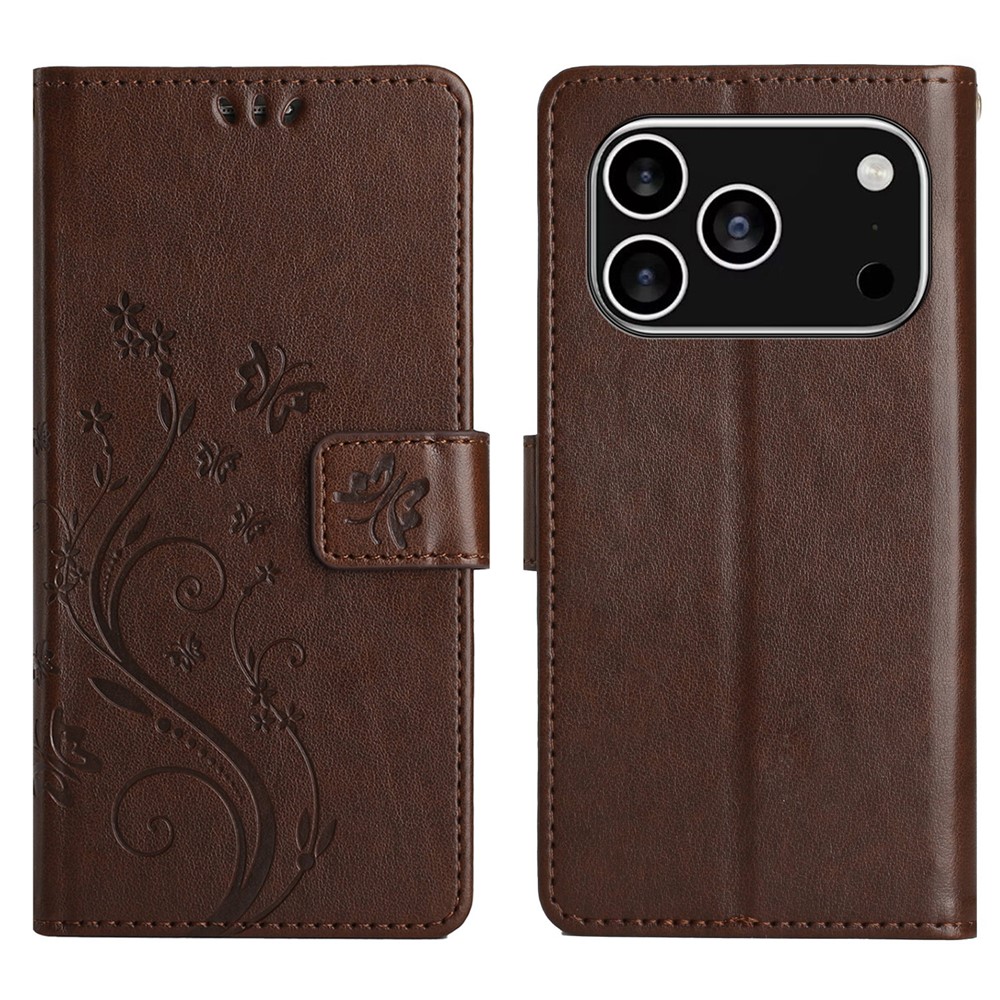  iPhone 17 Pro Fodral Med Blommigt Tryck Brun - Teknikhallen.se