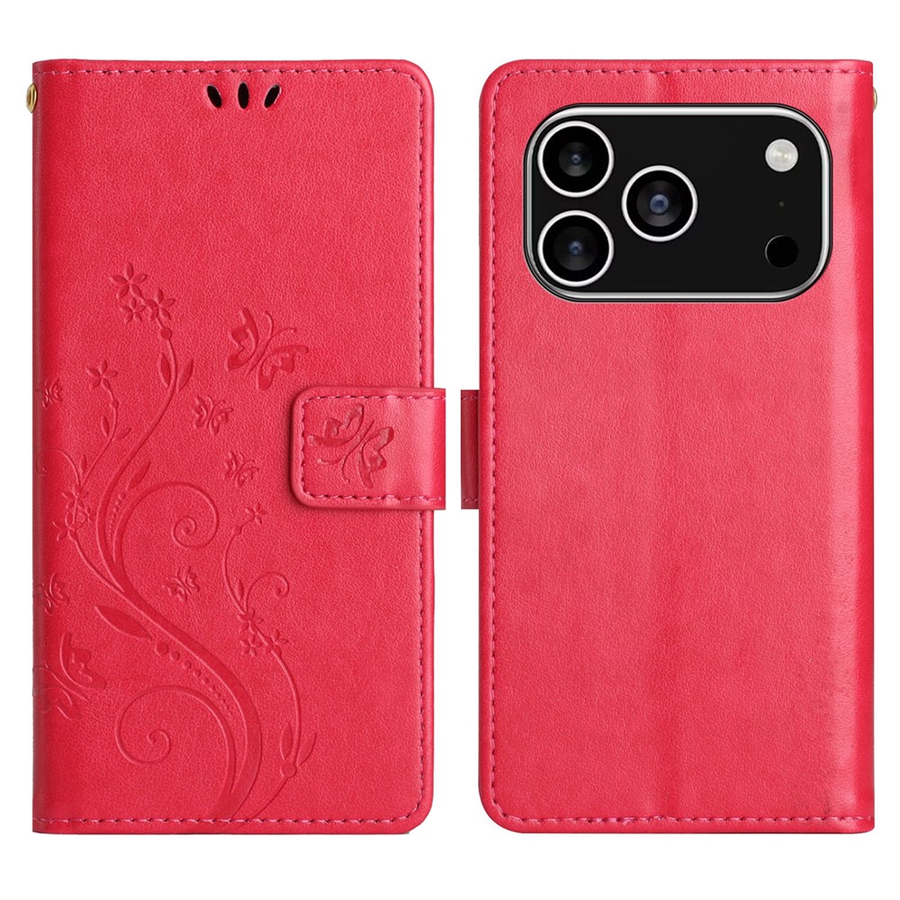  iPhone 17 Pro Fodral Med Blommigt Tryck Röd - Teknikhallen.se