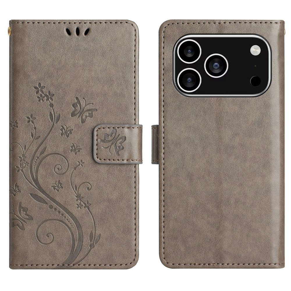  iPhone 17 Pro Fodral Med Blommigt Tryck Grå - Teknikhallen.se