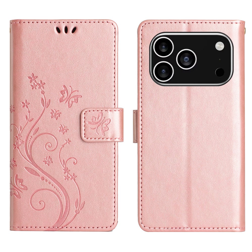  iPhone 17 Pro Fodral Med Blommigt Tryck Roséguld - Teknikhallen.se