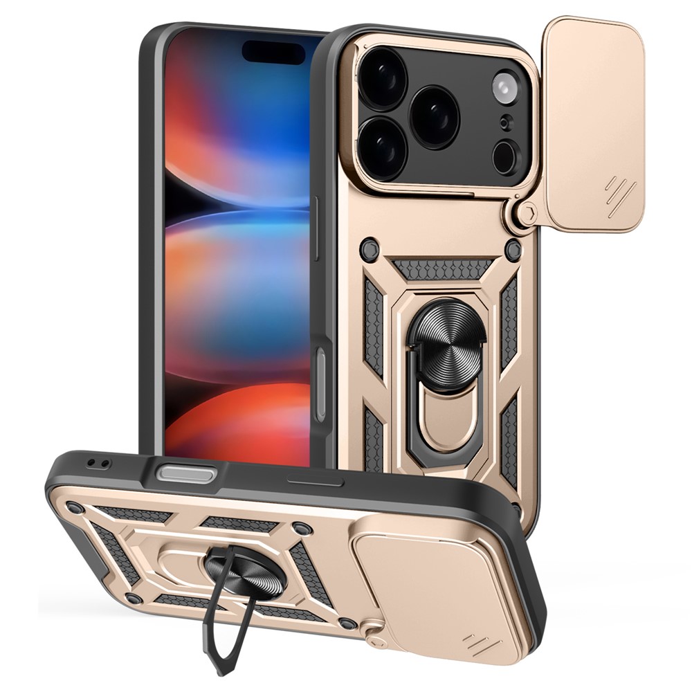  iPhone 17 Pro Skal CamShield Ring Hybrid Guld - Teknikhallen.se