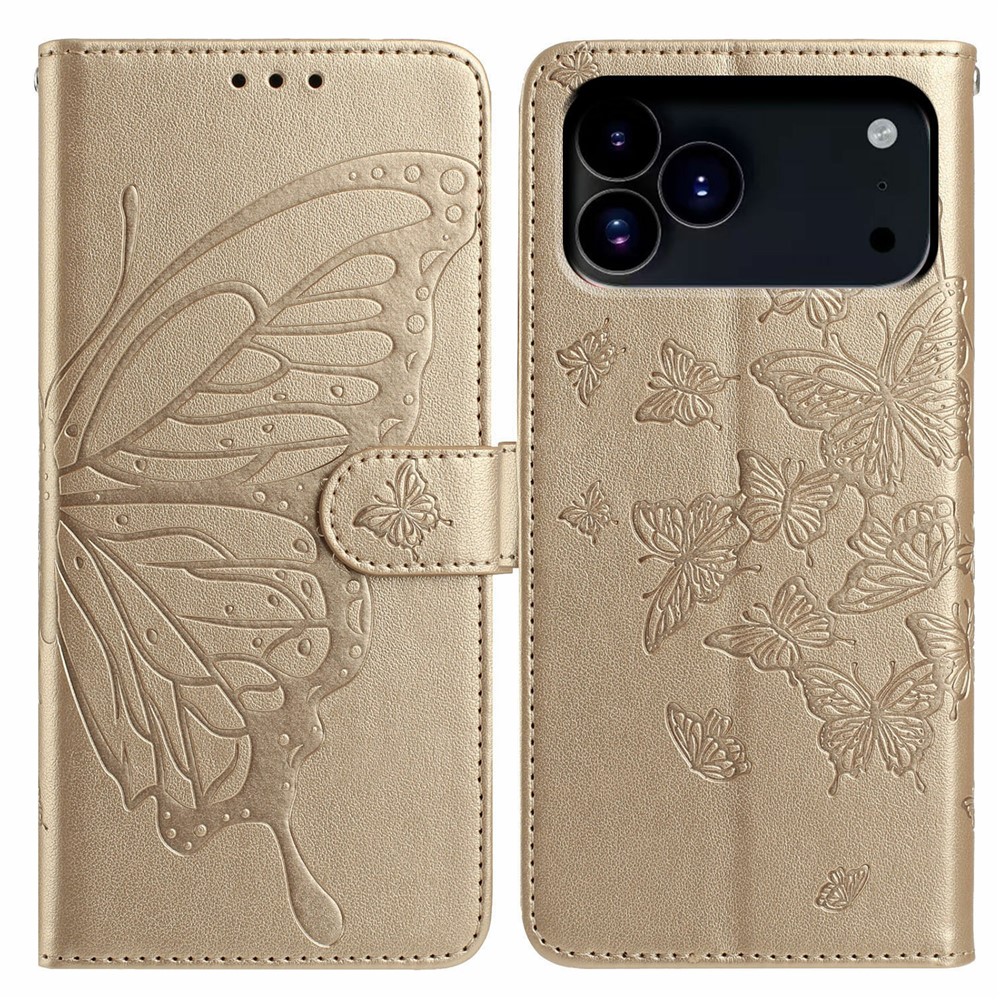 iPhone 17 Pro Fodral Med Fjäril Tryck Guld - Teknikhallen.se