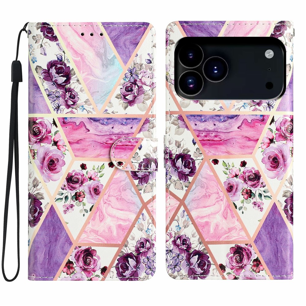  iPhone 17 Pro Fodral Med Tryck Lila Blommor - Teknikhallen.se