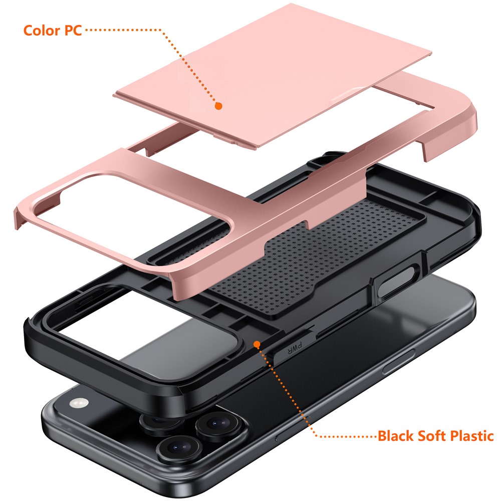  iPhone 17 Pro Skal Hybrid Med Kortfack Svart - Teknikhallen.se