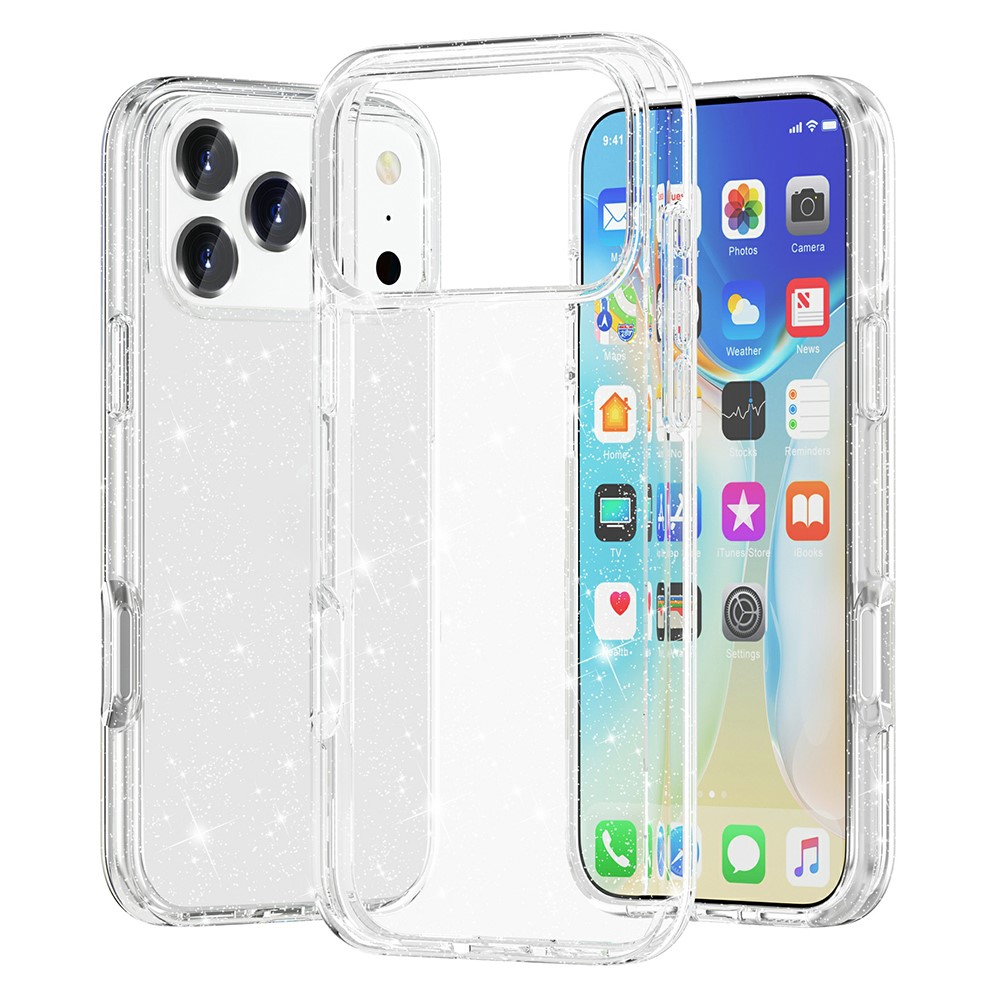  iPhone 17 Pro Skal Hybrid Glitter Vit - Teknikhallen.se