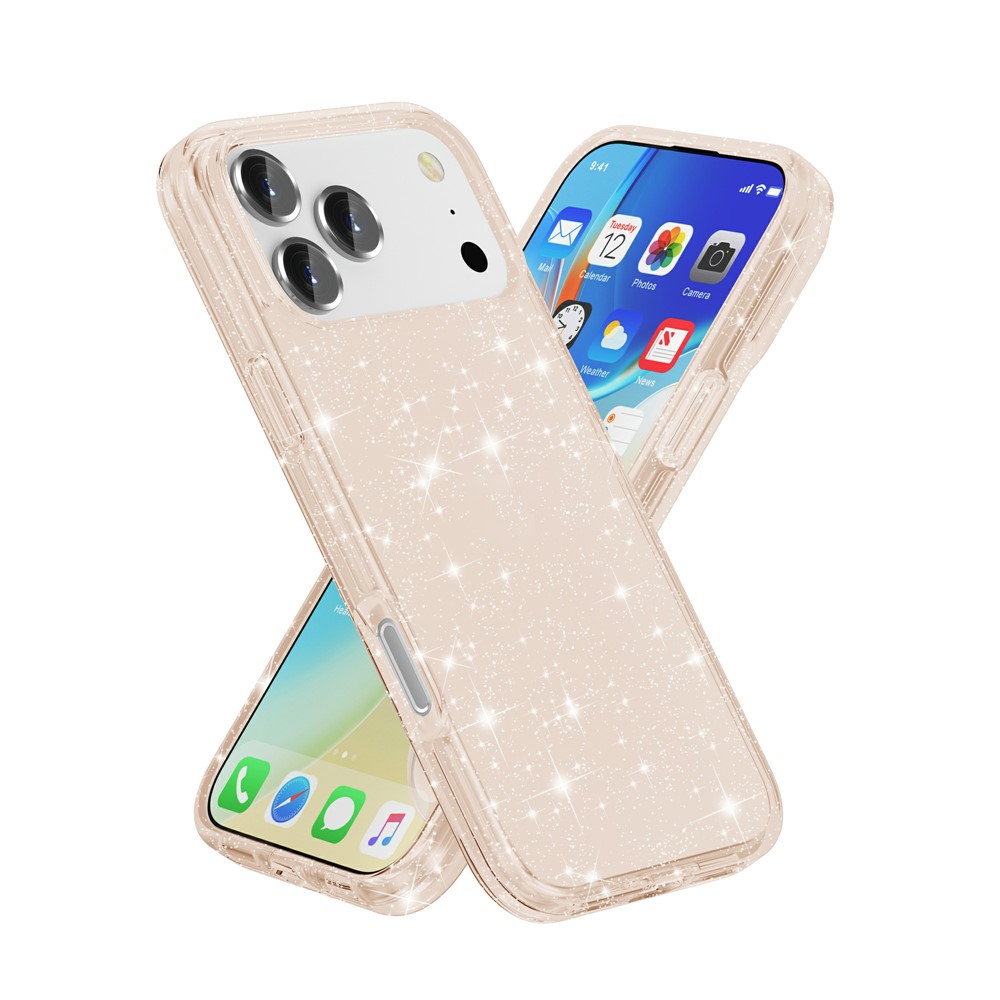  iPhone 17 Pro Skal Hybrid Glitter Guld - Teknikhallen.se