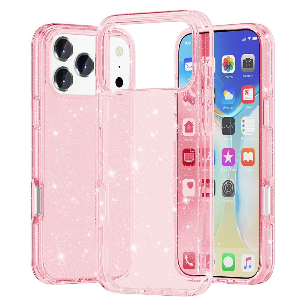 iPhone 17 Pro Skal Hybrid Glitter Rosa - Teknikhallen.se