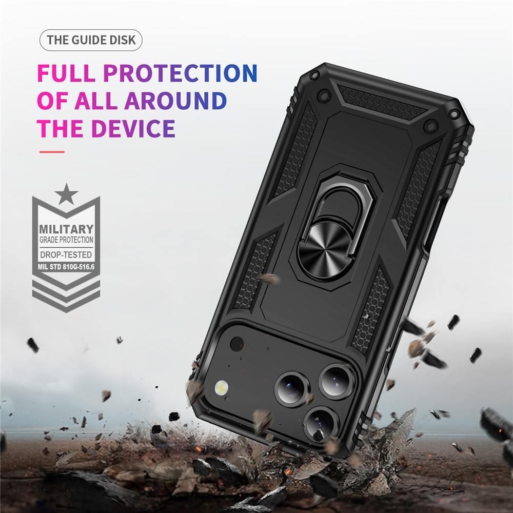  iPhone 17 Pro Skal Shockproof Hybrid Ring Svart - Teknikhallen.se