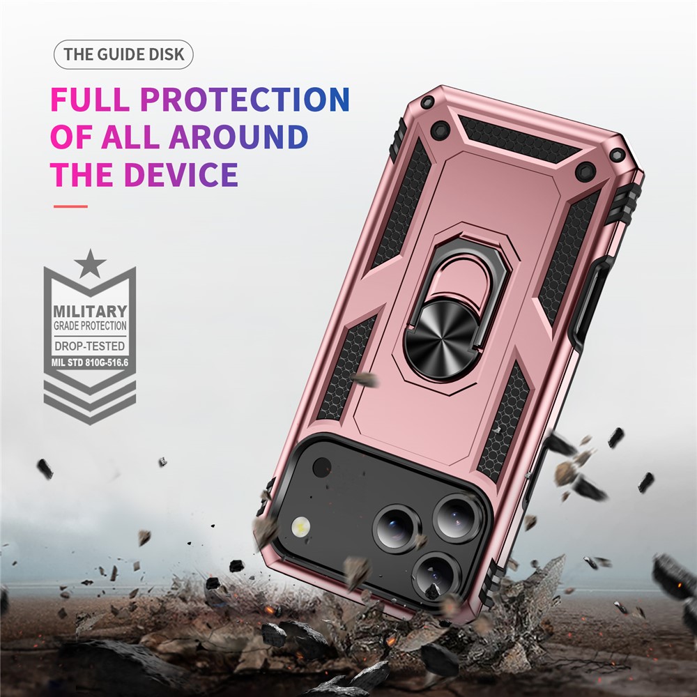  iPhone 17 Pro Skal Shockproof Hybrid Ring Roséguld - Teknikhallen.se